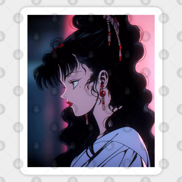 Anime Girl - Fem - 90s Cartoon Style - AI Sticker by souloff